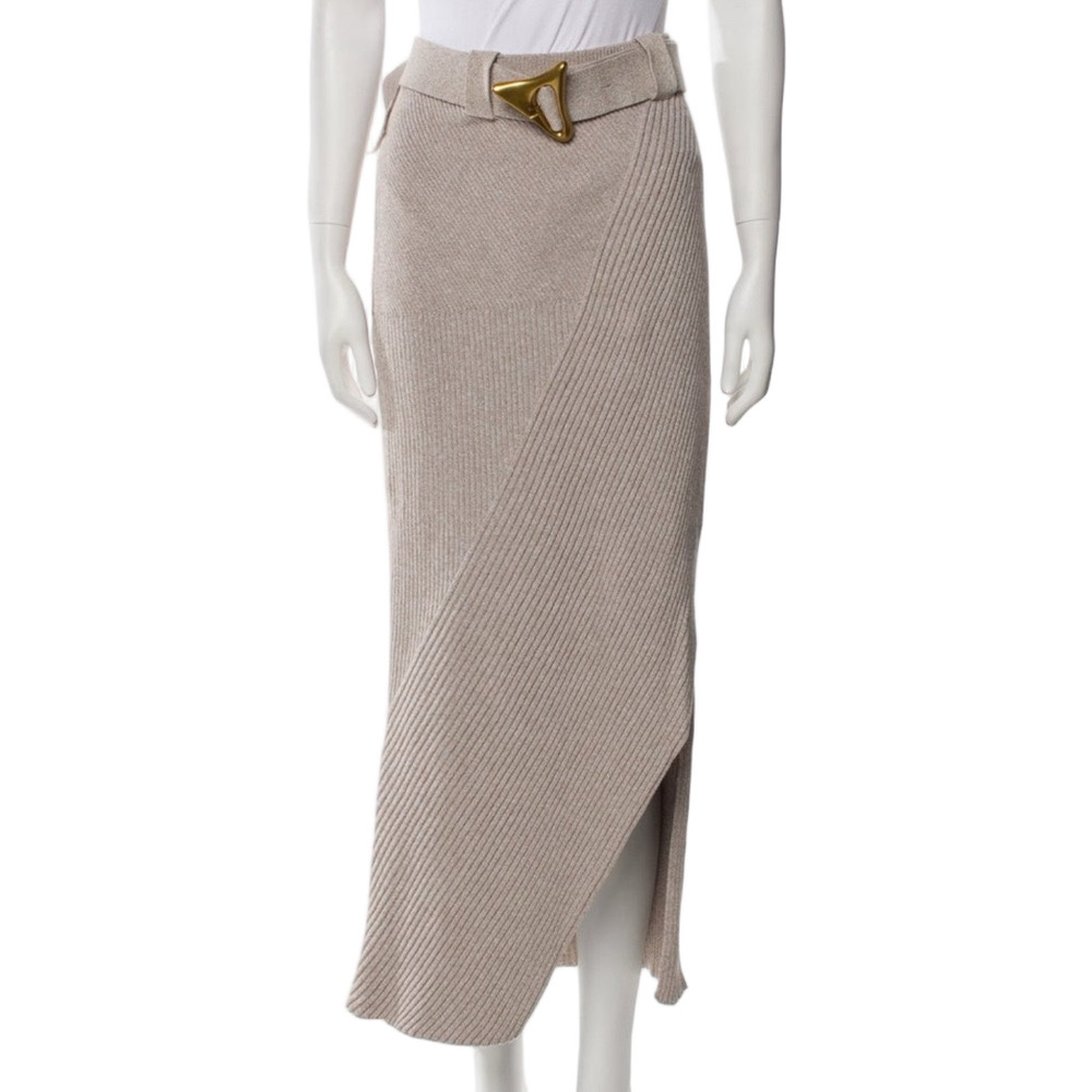 Aeron Organic cotton Belted Asymmetrical Beige Skirt with Belt